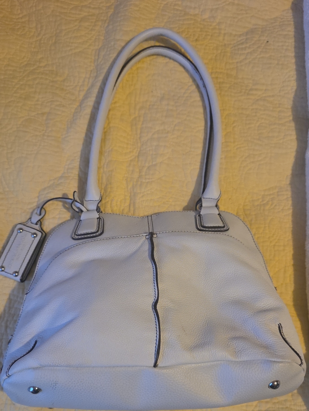 Classic Tignanello White Leather Tote Handbag